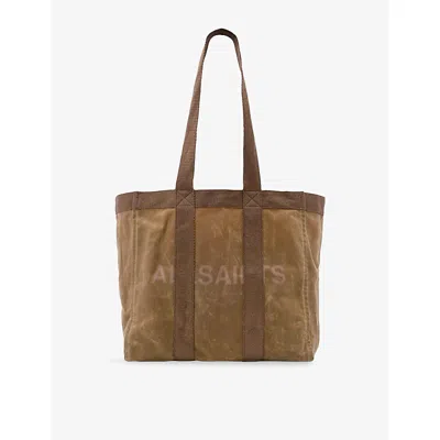 Allsaints Mens Weathered Brow Layo Washed Cotton-canvas Tote Bag
