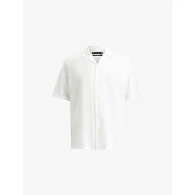 Allsaints Mens White Brand-embroidered Short-sleeve Cotton Shirt Xxl