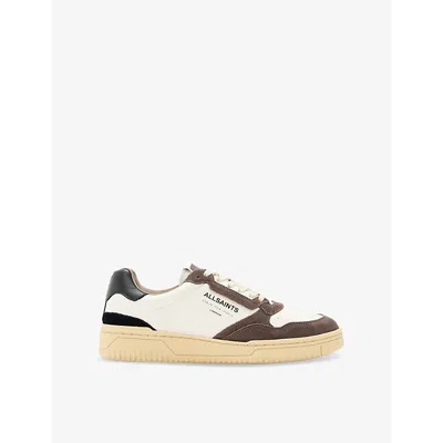 Allsaints Mens  Regan Panelled Suede And Leather Low-top Trainers In White/grey/bla