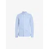 Allsaints Mens Willow Blue Hawthorne Logo-embroidered Slim-fit Stretch Organic-cotton Shirt Xxl