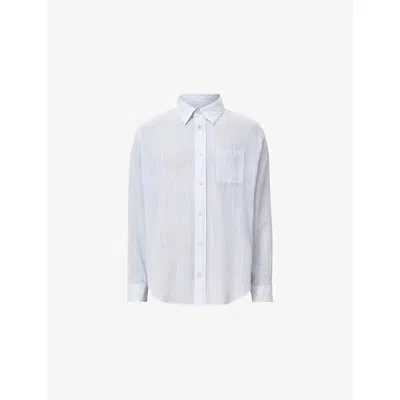 Allsaints Mens  Holme Long-sleeved Cotton And Linen Shirt In Willow Blue