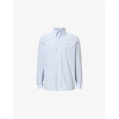 Allsaints Mens Willow Blue Saint Striped Cotton Shirt Xs