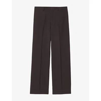 Allsaints Mens York Straight-leg Twill Trousers Chocolate Brow In Black