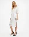 Allsaints Meria Broderie Midi Dress In Optic White