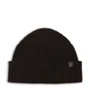 Allsaints Merino Wool Rib Beanie In Brown