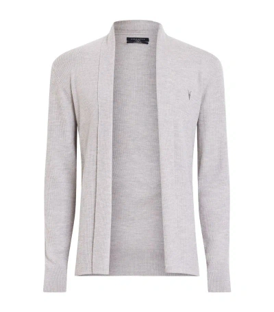 Allsaints Merino Mode Open Cardigan In Grey