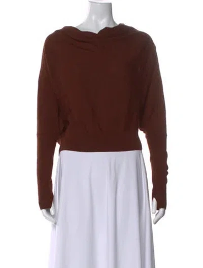 Pre-owned Allsaints Merino Wool Bateau Neckline Sweater In Brown