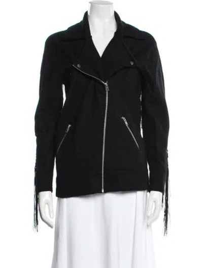 Pre-owned Allsaints Merino Wool Biker Jacket In Black