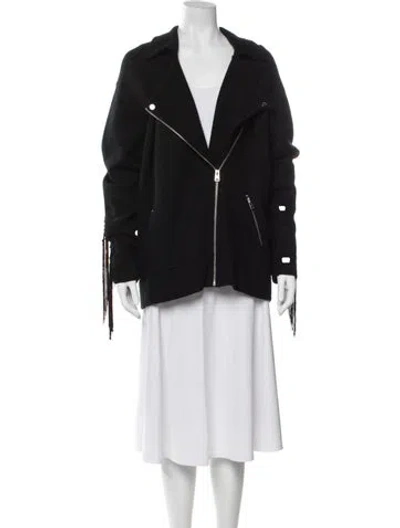 Pre-owned Allsaints Merino Wool Biker Jacket In Black