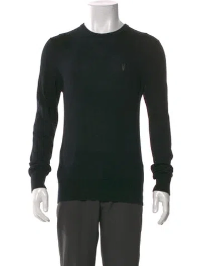 Pre-owned Allsaints Merino Wool Crew Neck Pullover In Black