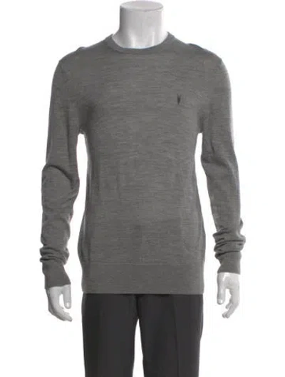 Pre-owned Allsaints Merino Wool Crew Neck Pullover In Gray