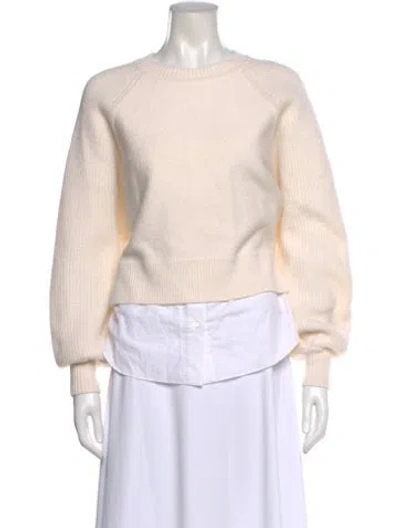 Pre-owned Allsaints Merino Wool Crew Neck Sweater In White