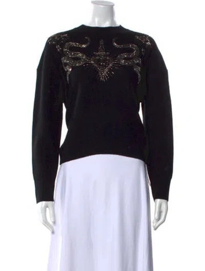 Pre-owned Allsaints Merino Wool Graphic Print Sweater In Black