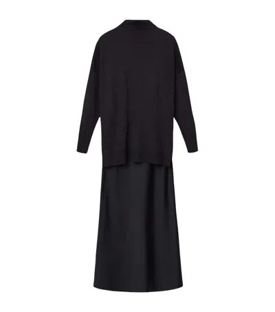 Allsaints Merino Wool Juno Sweater And Maxi Dress In Black