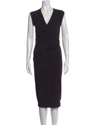Pre-owned Allsaints Merino Wool Knee-length Dress In Black