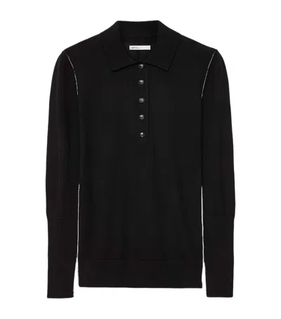 Allsaints Merino Wool Martel Polo Sweater In Black