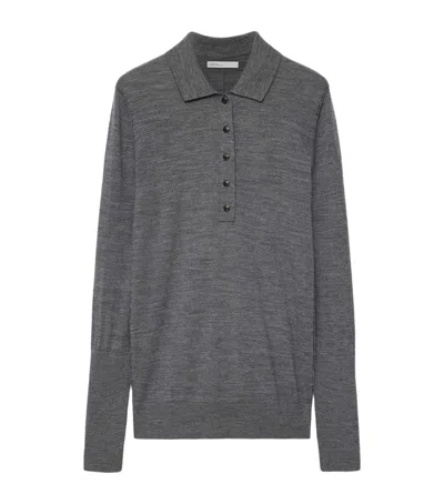 Allsaints Merino Wool Martel Polo Sweater In Gray
