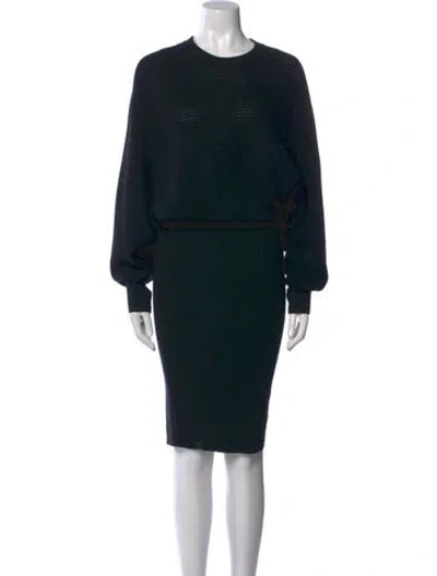 Pre-owned Allsaints Merino Wool Midi Length Dress In Black