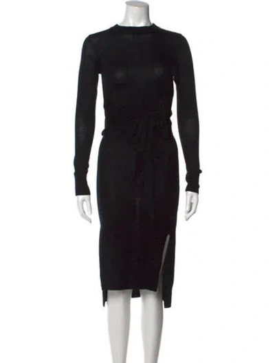 Pre-owned Allsaints Merino Wool Midi Length Dress In Black