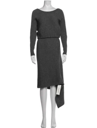 Pre-owned Allsaints Merino Wool Midi Length Dress In Gray