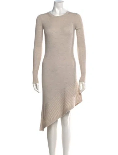 Pre-owned Allsaints Merino Wool Midi Length Dress In Neutral