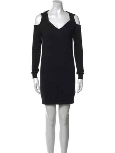 Pre-owned Allsaints Merino Wool Mini Dress In Black