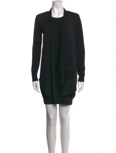 Pre-owned Allsaints Merino Wool Mini Dress In Black