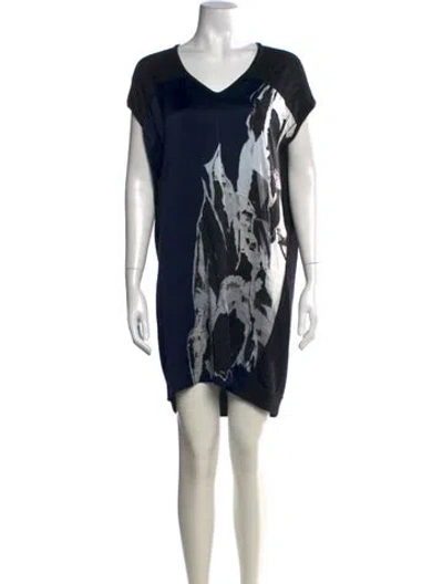 Pre-owned Allsaints Merino Wool Mini Dress In Blue