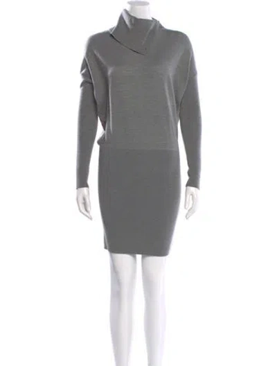Pre-owned Allsaints Merino Wool Mini Dress In Gray