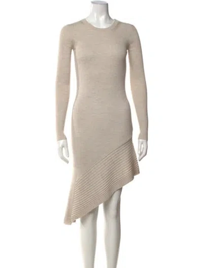 Pre-owned Allsaints Merino Wool Mini Dress In Neutral