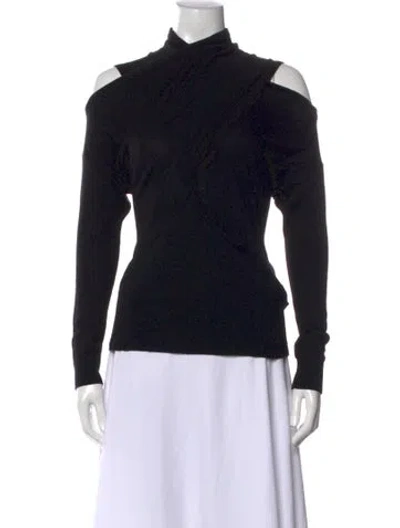 Pre-owned Allsaints Merino Wool Mock Neck Sweater In Black