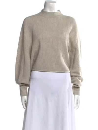 Pre-owned Allsaints Merino Wool Mock Neck Sweater In Neutral