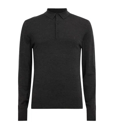 Allsaints Merino Wool Mode Polo Shirt In Green
