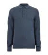 Allsaints Merino Wool Mode Polo Sweater In Pitched Blue