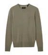 Allsaints Mens Dusky Green Mode Merino Marl-pattern Wool Crew Jumper Xl In Green