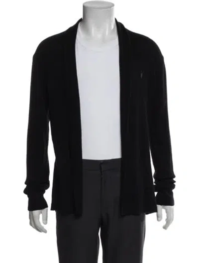 Pre-owned Allsaints Merino Wool Open Front Cardigan In Blue