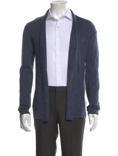 Pre-owned Allsaints Merino Wool Open Front Cardigan In Blue