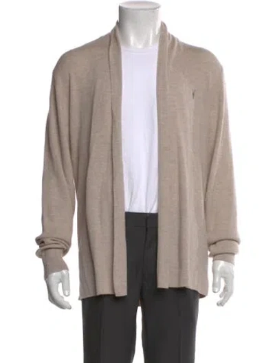 Pre-owned Allsaints Merino Wool Open Front Cardigan In Neutral