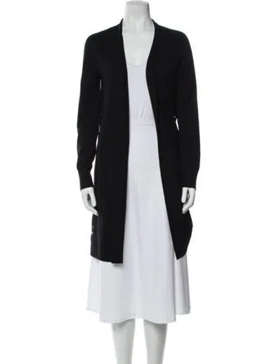 Pre-owned Allsaints Merino Wool Open Front Sweater In Black
