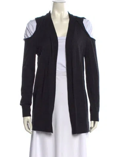 Pre-owned Allsaints Merino Wool Open Front Sweater In Black