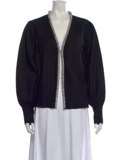 Pre-owned Allsaints Merino Wool Open Front Sweater In Black