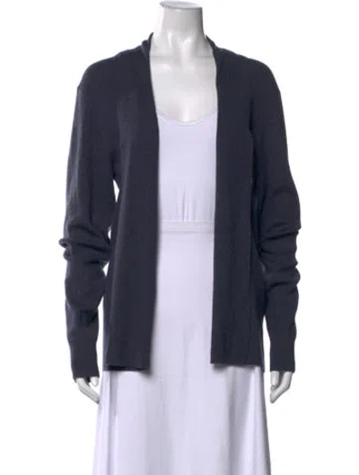 Pre-owned Allsaints Merino Wool Open Front Sweater In Blue