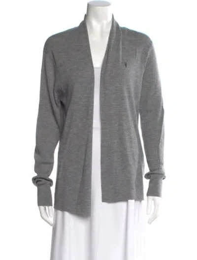 Pre-owned Allsaints Merino Wool Open Front Sweater In Gray