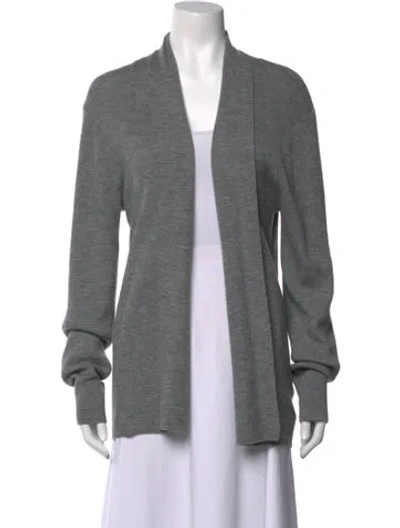 Pre-owned Allsaints Merino Wool Open Front Sweater In Grey