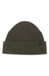 Allsaints Merino Wool Rib Beanie In Green