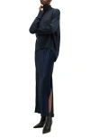 Allsaints Neo 2-in 1 Slim Fit Midi Slip Dress In Midnight Blue