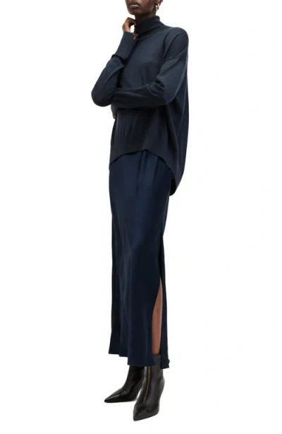 Allsaints 2in1 Neo Satin Maxi Dress In Blue