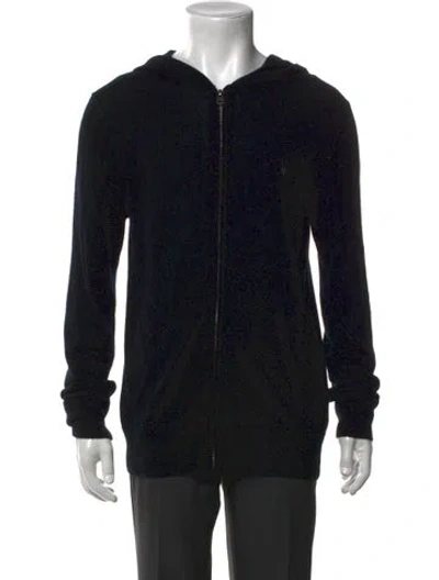 Pre-owned Allsaints Merino Wool Turtleneck Cardigan In Black