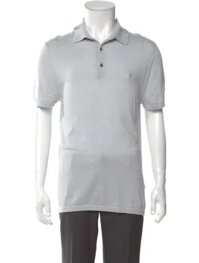 Pre-owned Allsaints Merino Wool V-neck Polo Shirt In Gray
