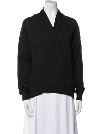 Pre-owned Allsaints Merino Wool V-neck Sweater In Blue